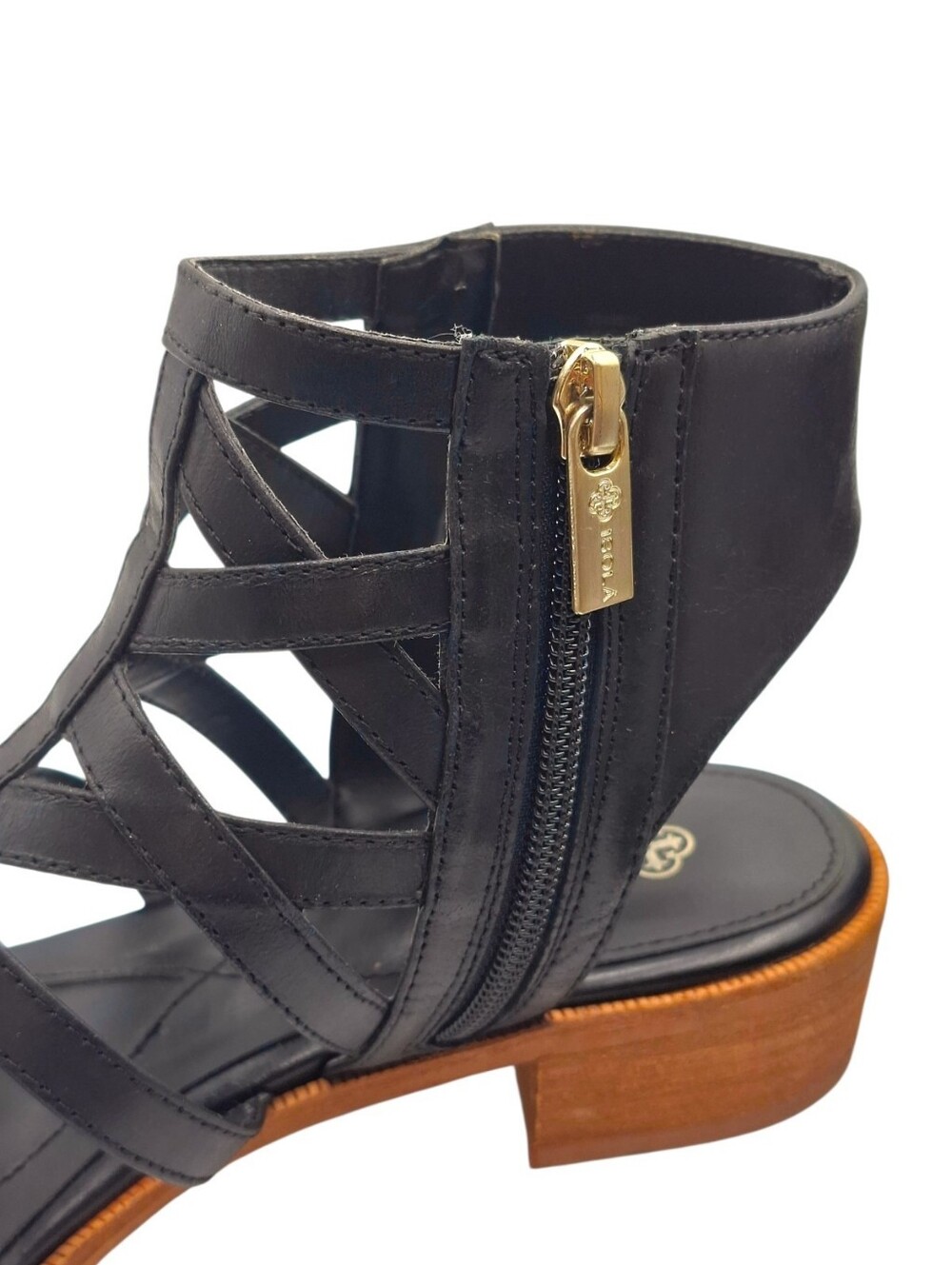 ISOLA Genuine Leather Gladiator Strappy Sandals Black Size 9 - Picture 4 of 8